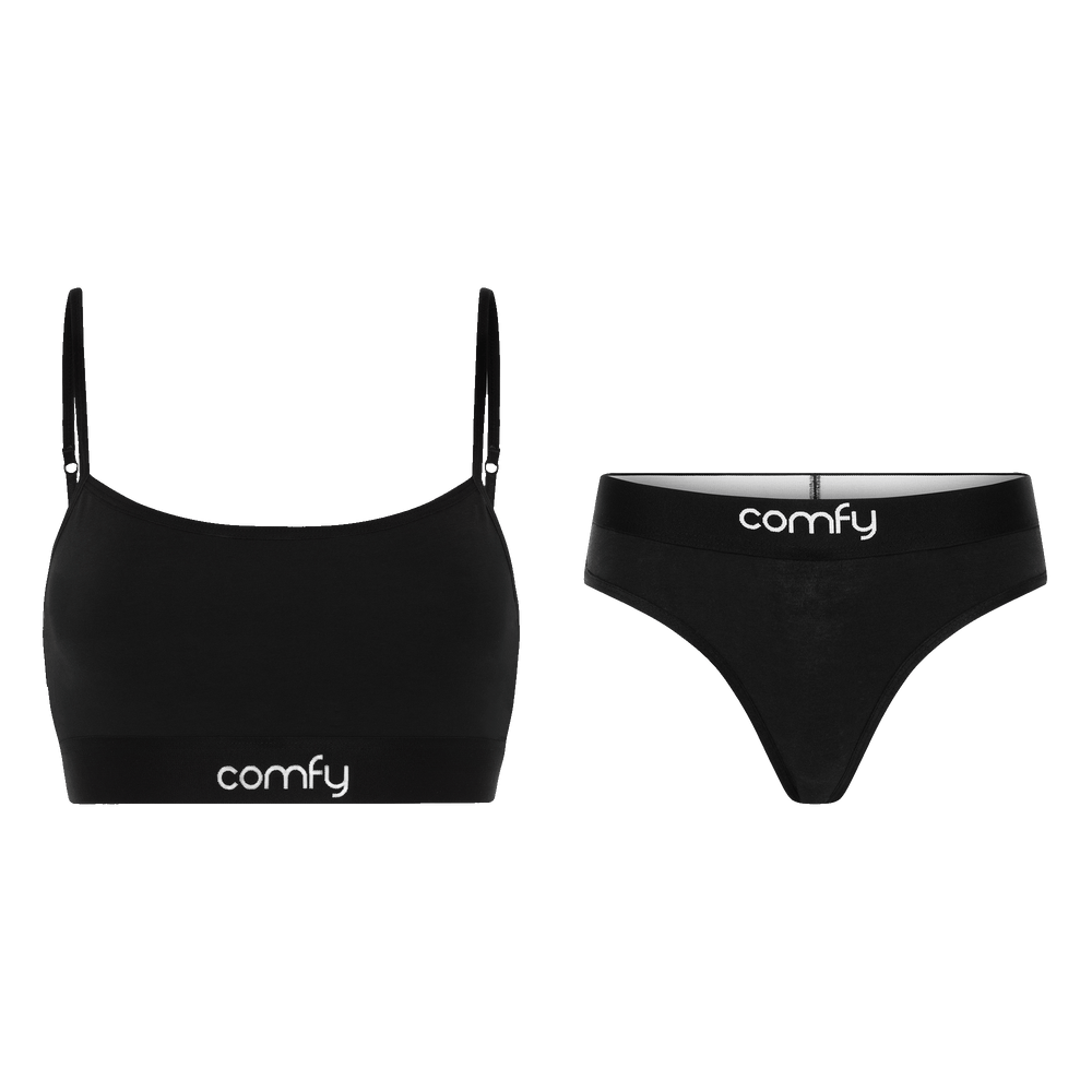 Comfy Womens Plunge Bralette Black - Comfyballs