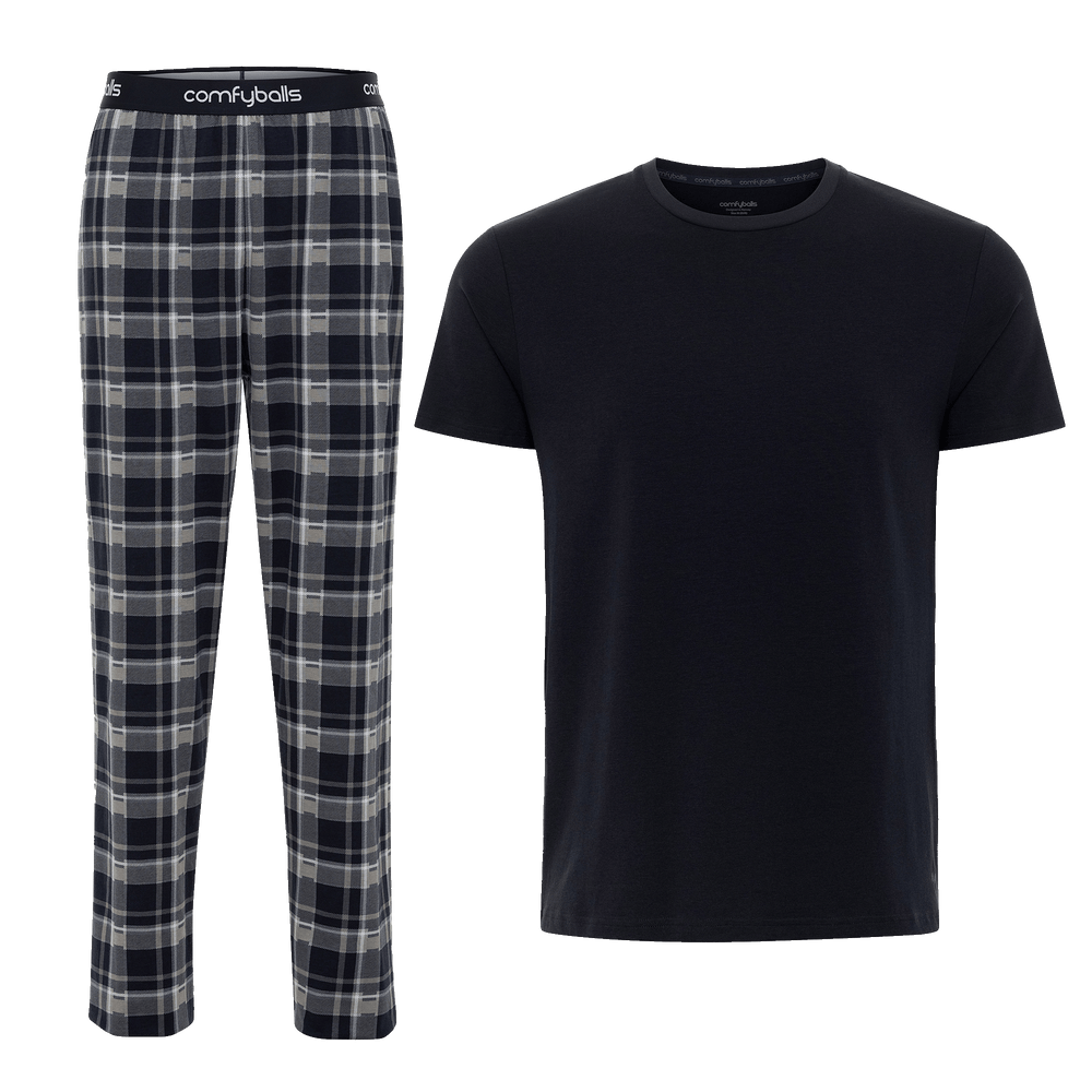 Navy Checkered Pyjama & Tee Bundle